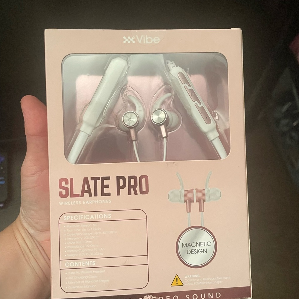 Vibe Slate Pro Earphones - Rose and White